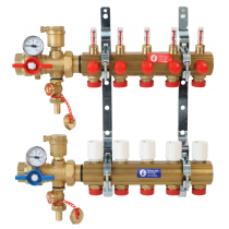 Kit collettore in ottone 1"x18 5 stacchi con misuratori di portata e valvole GIACOMINI R553FK105
