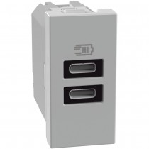 Caricatore USB con 2 porte tipo C Grigio Bticino MatixGo JG4191CC