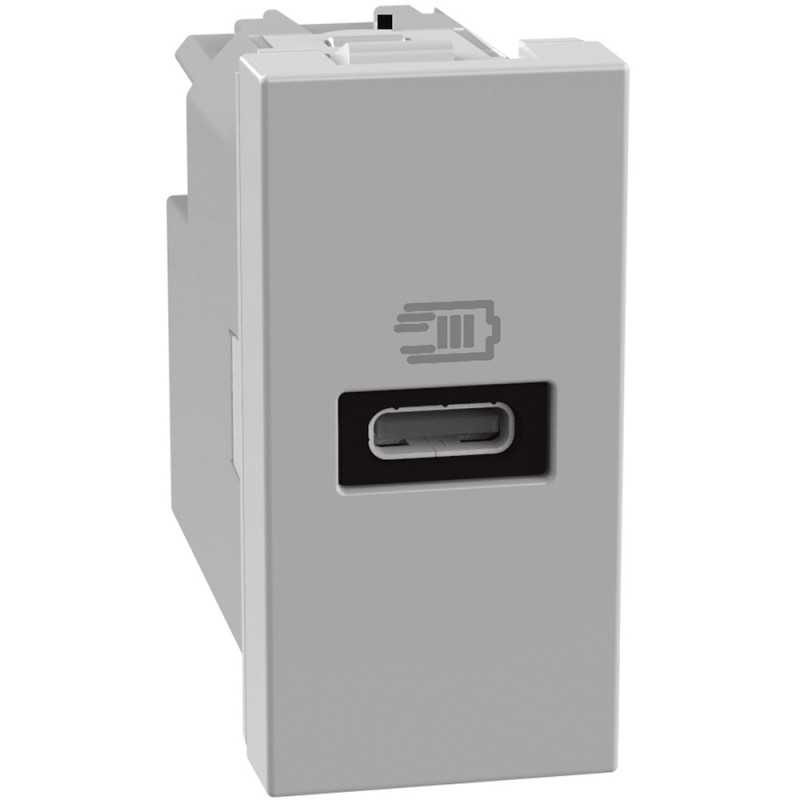 Caricatore USB con 1 porta tipo C Grigio Bticino MatixGo JG4192C
