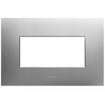 Placca rettangolare in metallo acciaio spazzolato Smart44 4 moduli AVE 44PSM4AS
