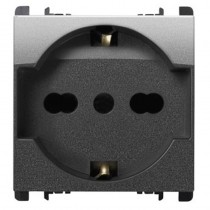 Presa Schuko P40 Acciaio scuro 2P+T 16A 250V Nea Simon URMET 10310N/2AC