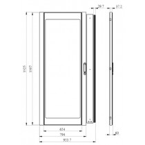 Porta trasparente con bordo Bianco e maniglia 2000x800x30mm per quadri serie PrismaSeT P SCHNEIDER LVS08548 Dimensioni