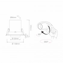 Riferimento dimensioni Faretto ad incasso  Beneito Faure 4457-D