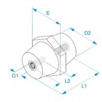Riferimento dimensioni Isolatore e distanziale M8 in poliestere rosso BM Group QHEP04508