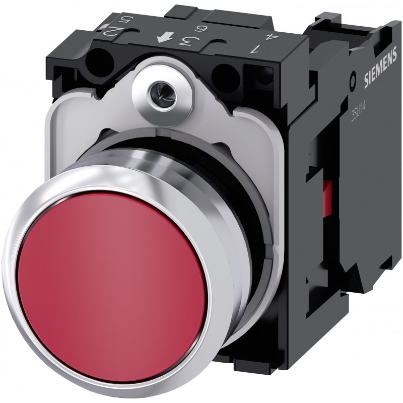 Pulsante piatto con supporto 1NC 22mm Rosso Siemens 3SU11500AB201CA0