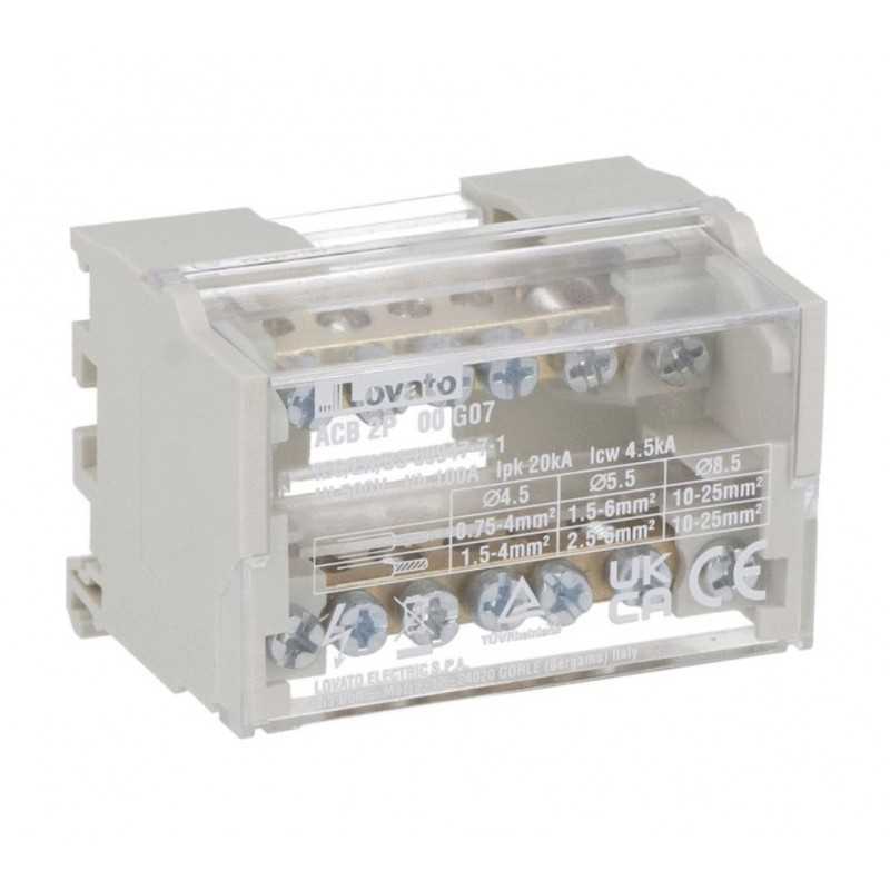 Ripartitore di potenza bipolare 100A 500V Lovato ACB2P100G07