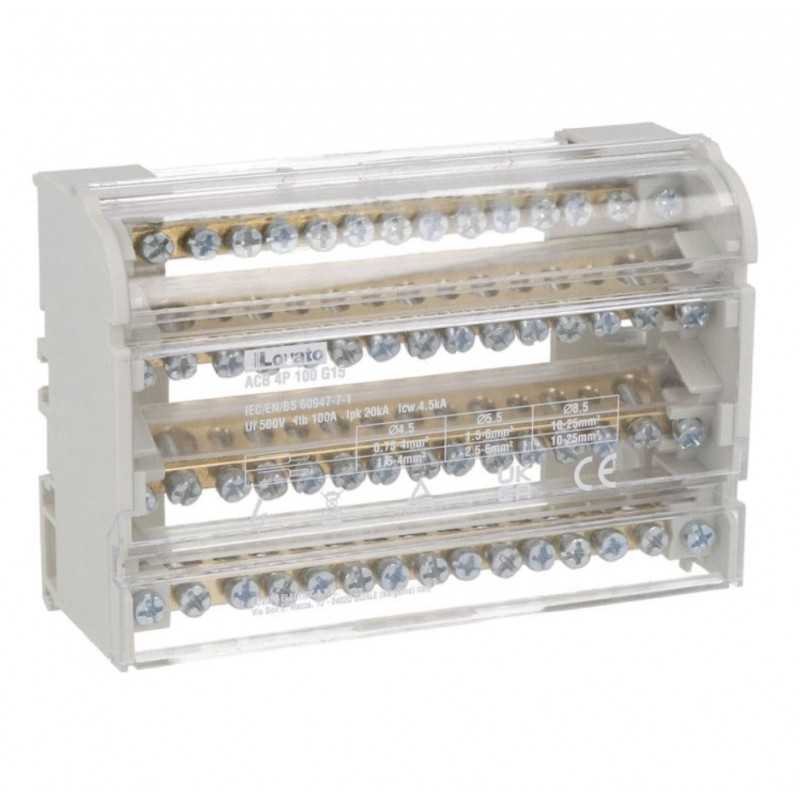 Ripartitore di potenza quadripolare 100A 15 fori Lovato ACB4P100G15