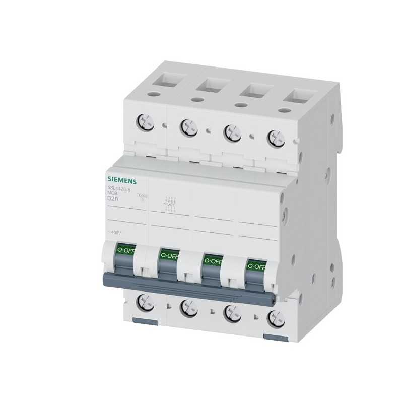Interruttore magnetotermico 400V 4 poli 20A D 10KA Siemens 5SL44208