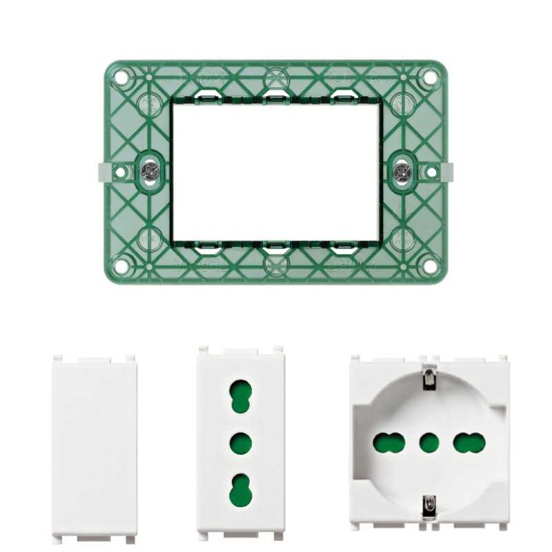 Kit aprile 2025 prese supporti e coprifori Bianco Vimar Plana 14999.22