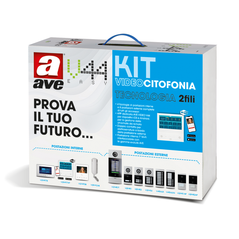 Kit monofamiliare 2 fili non espandibile monitor LCD 7" Wi-Fi Ave KV01-PIT7WFAP