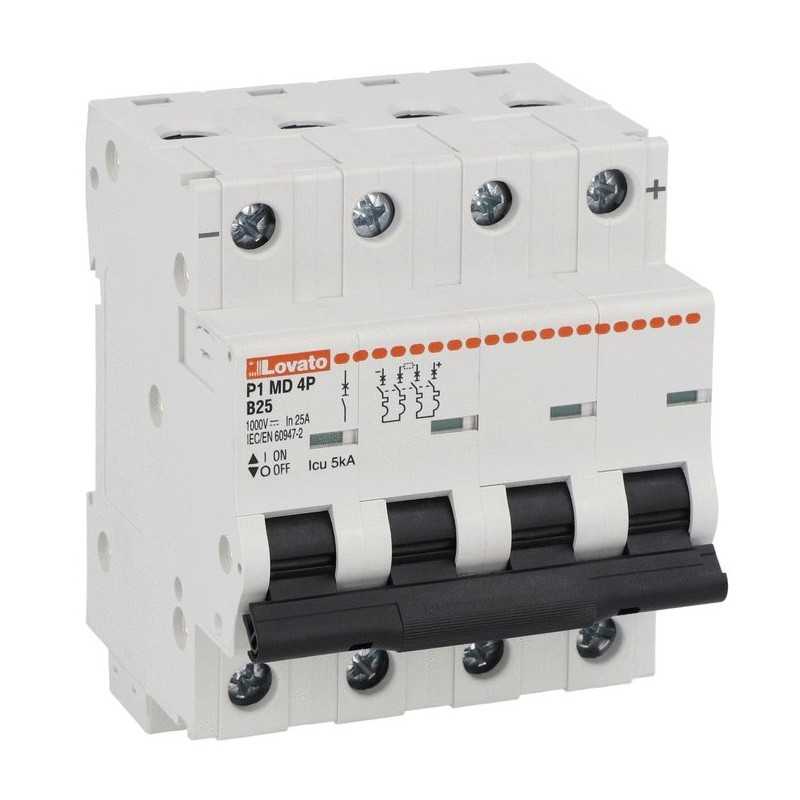 Interruttore magnetotermico per DC B25 5kA 4 moduli Lovato P1MD4PB25