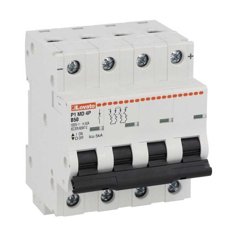 Interruttore magnetotermico per DC B50 5kA 4 moduli Lovato P1MD4PB50
