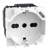 Presa Schuko Bipasso 16A con USB C Bianca Bticino Living Now KW4140A16USB