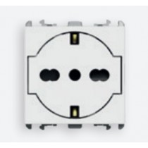 Presa Schuko Flat bipasso 2P+T 10/16A 2 moduli Bianco Lybra Urmet 27314/2.B