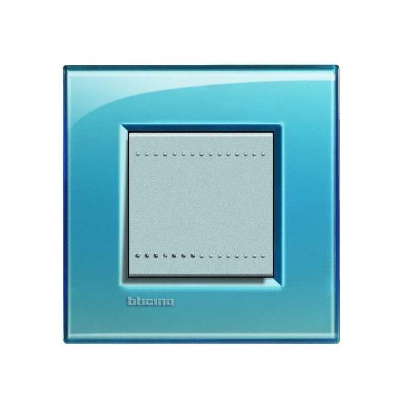 Placca quadra 2 moduli azzurro deep Bticino Livinglight LNA4802AD