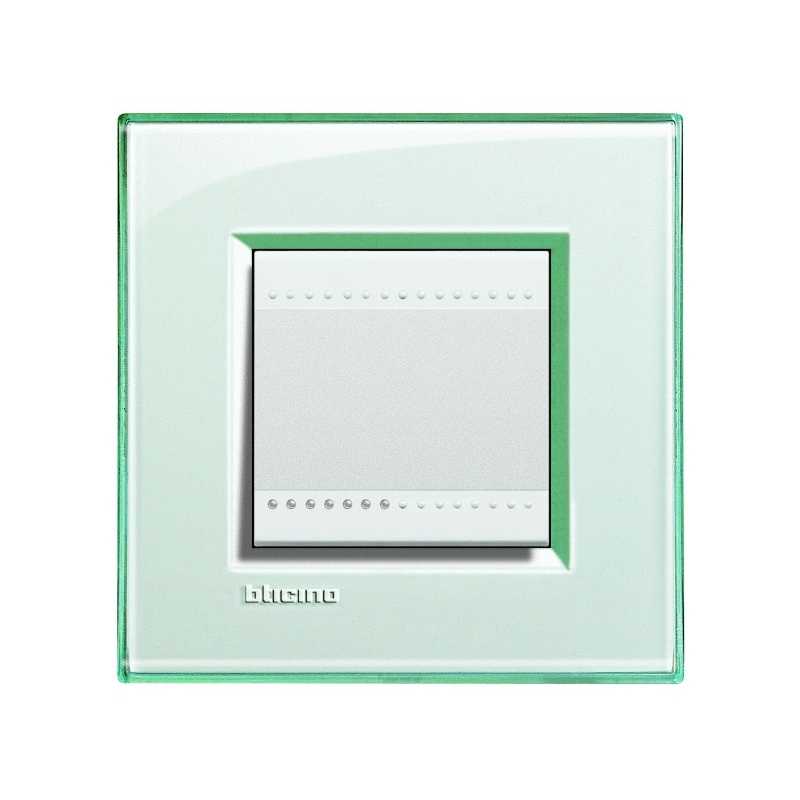 Placca quadra 2 moduli acquamarina Bticino Livinglight LNA4802KA